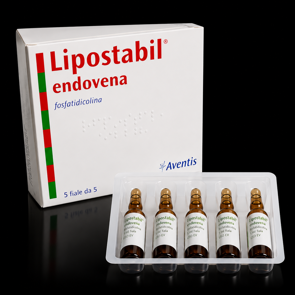 Lipostabil (Fosfatidilcolina) — Ampolas 5 mL — caixa com 5