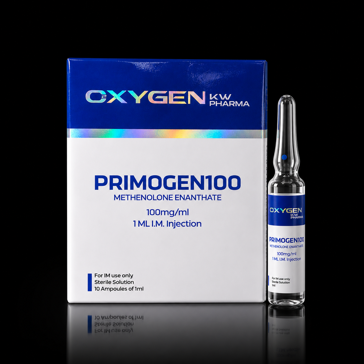 Primogen 100 (Methenolone Enanthate) — 100 mg/mL — 10 ampolas de 1 mL