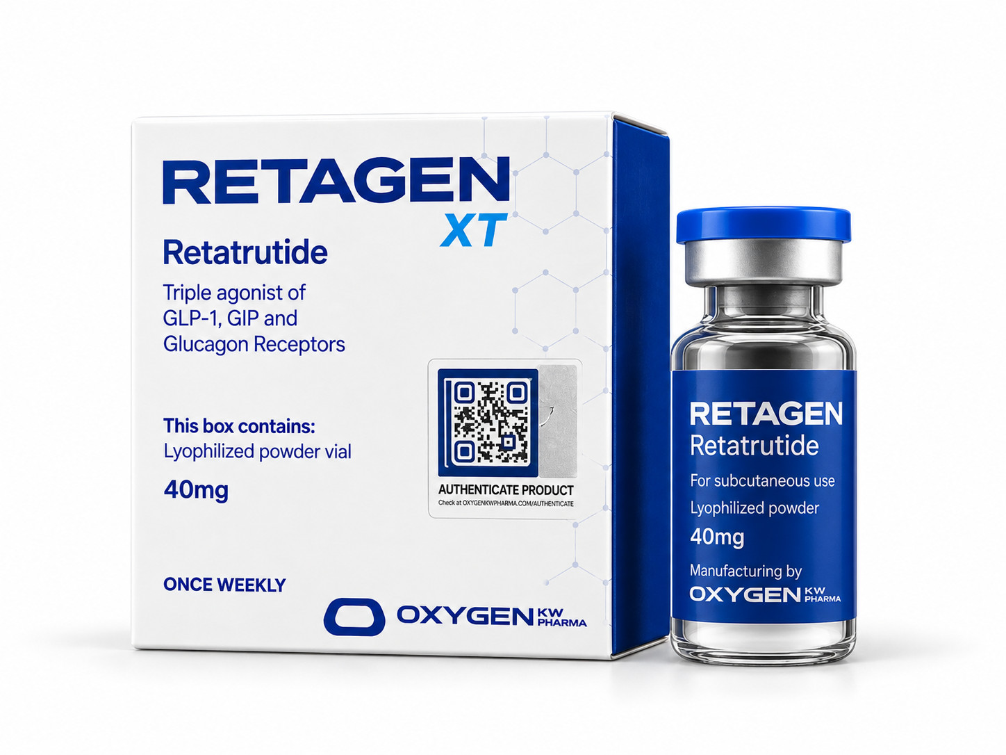 Retatrutida Retagen XT Oxigen — 40 mg — pó liofilizado