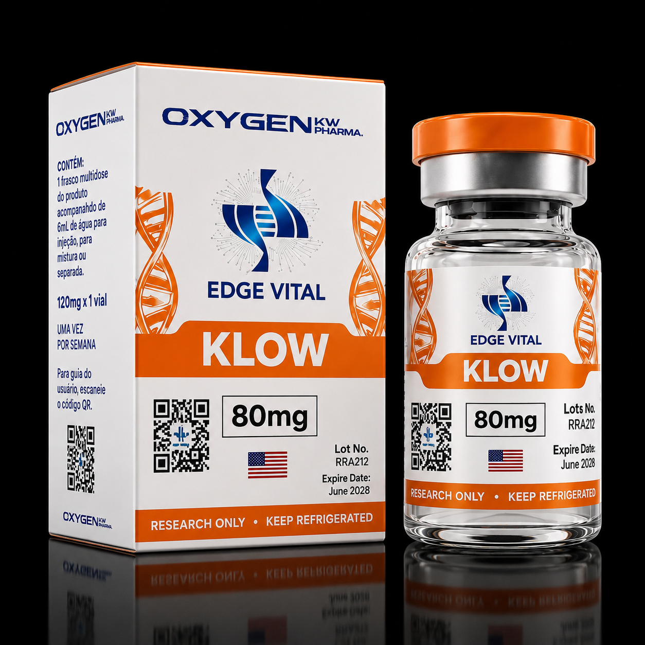KLOW Edge Vital — 80 mg + água bacteriostática 3 mL