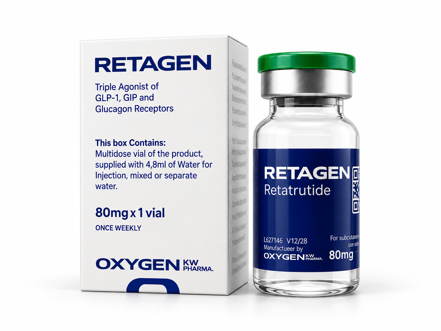 Retatrutida Retagen Oxigen — 80 mg — diluída 4,8 mL