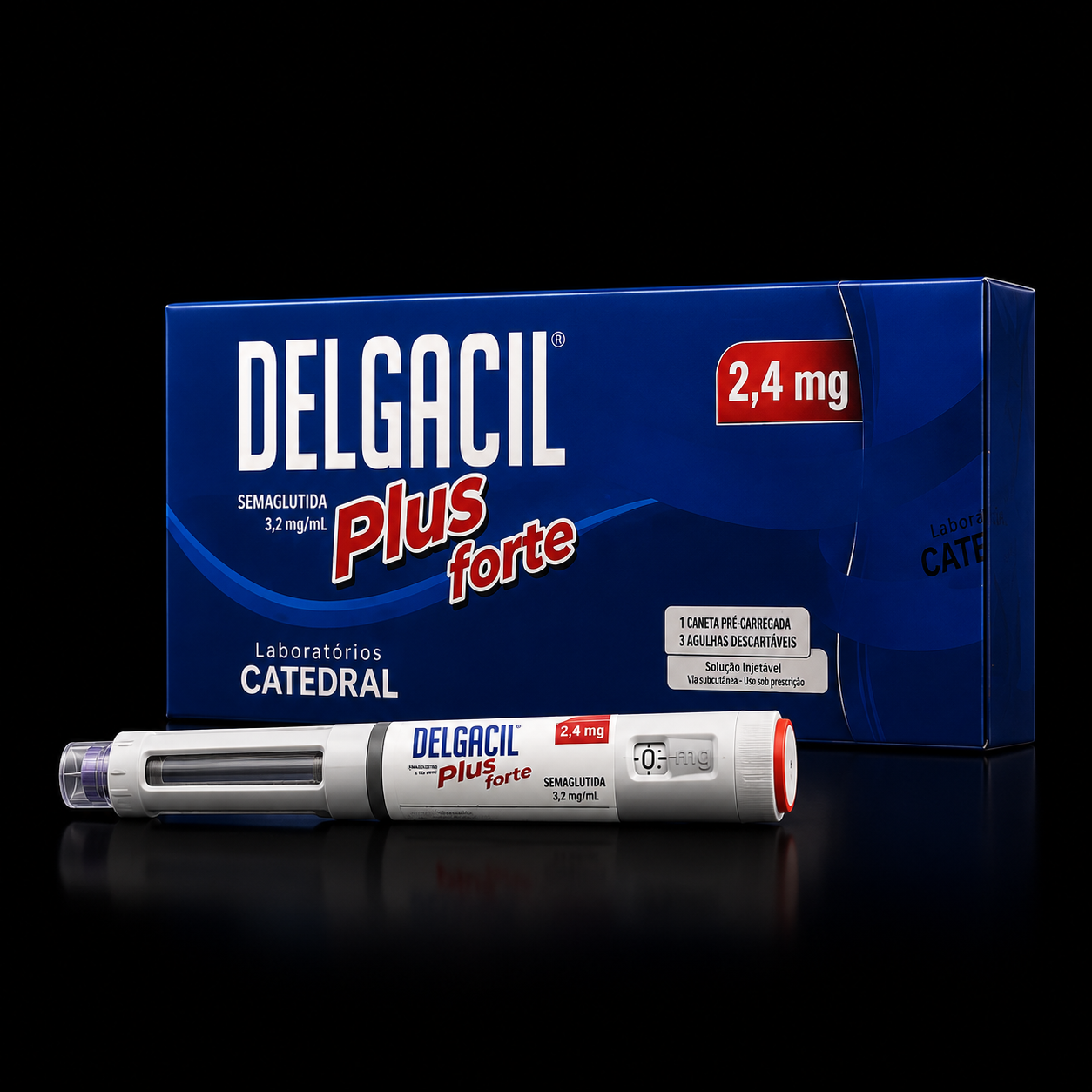 Delgacil Plus Forte — Semaglutida 2,4 mg — 1 caneta + 3 agulhas