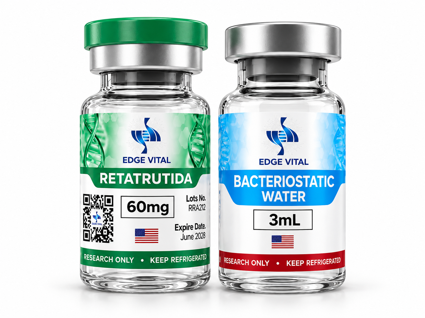Retatrutida Edge Vital — 60 mg + água bacteriostática 3 mL