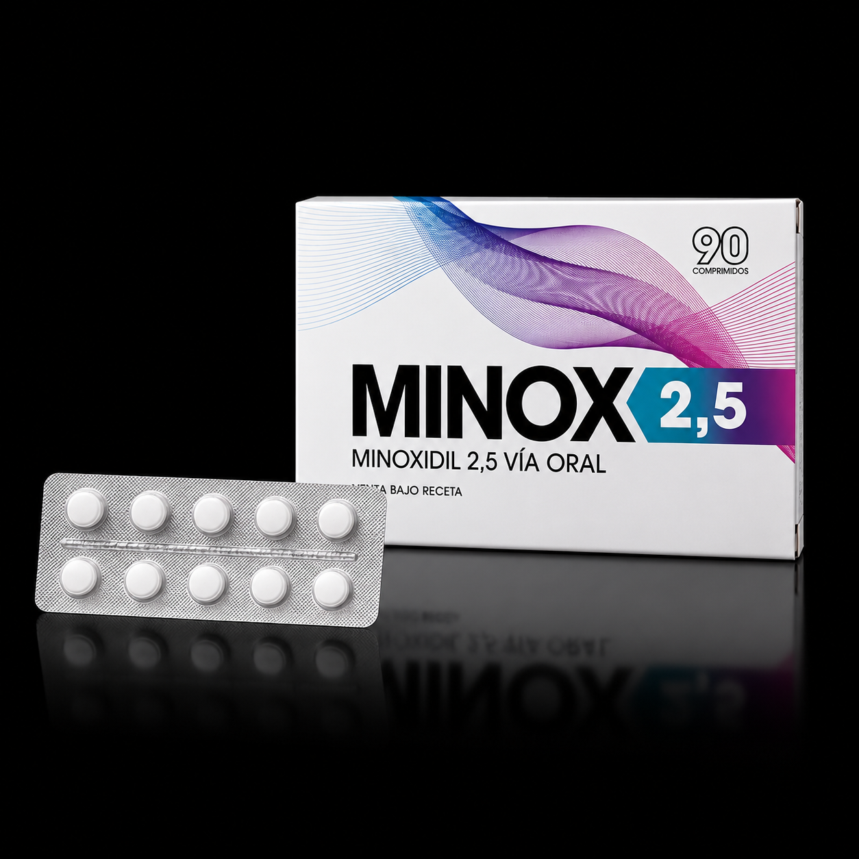 Minox 2,5 — Minoxidil oral 2,5 mg — 90 comprimidos
