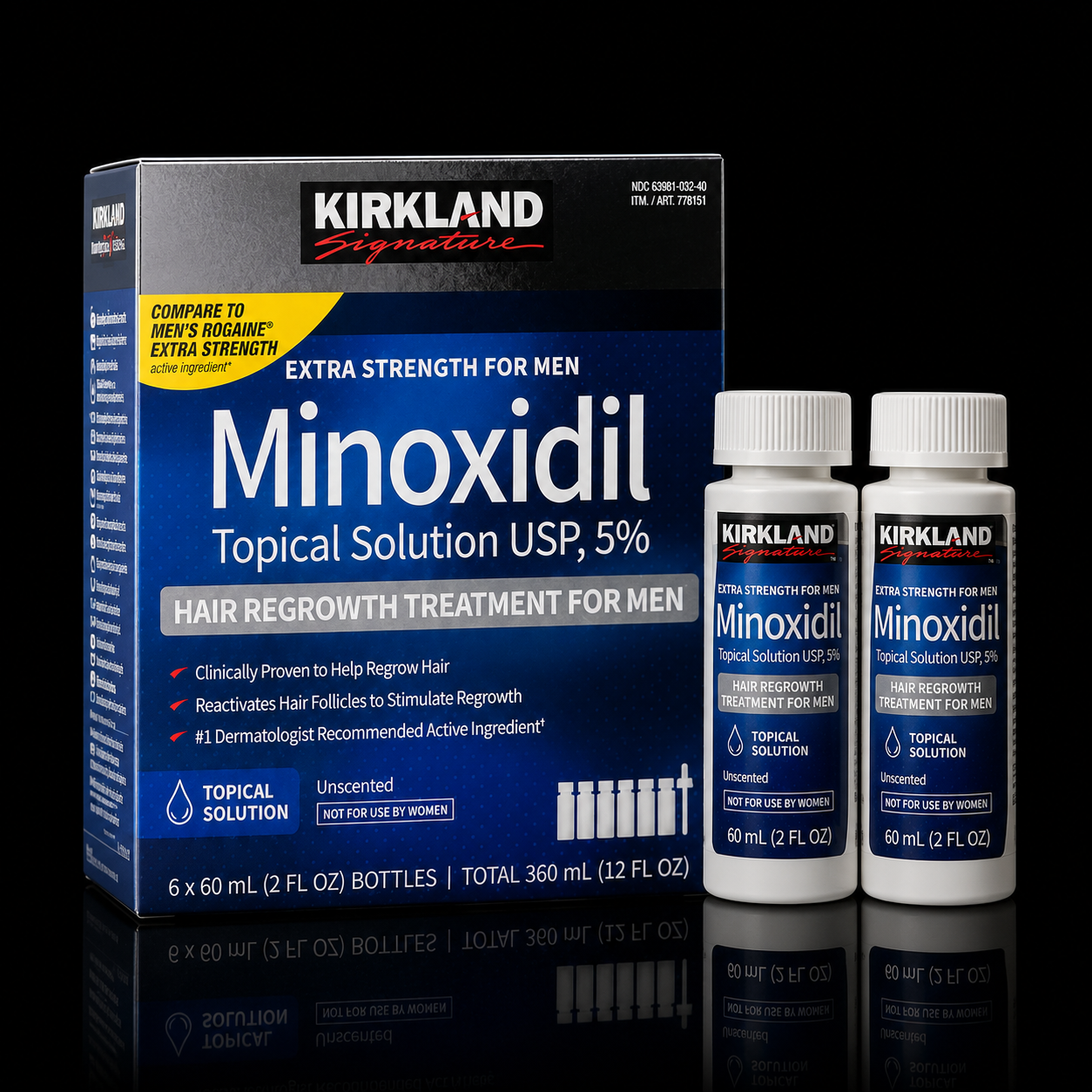 Minoxidil Kirkland Signature — Solução tópica 5% — kit 6 meses